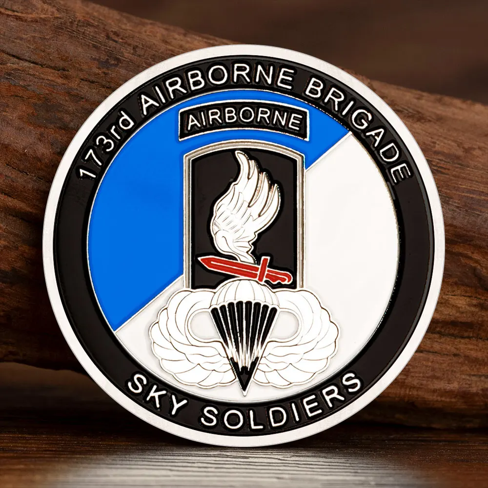 Silver Plated United States Army 173d Airborne Brigade Sky Soldies Souvenir Coin US Army Strong Collectible Commemorative Coin