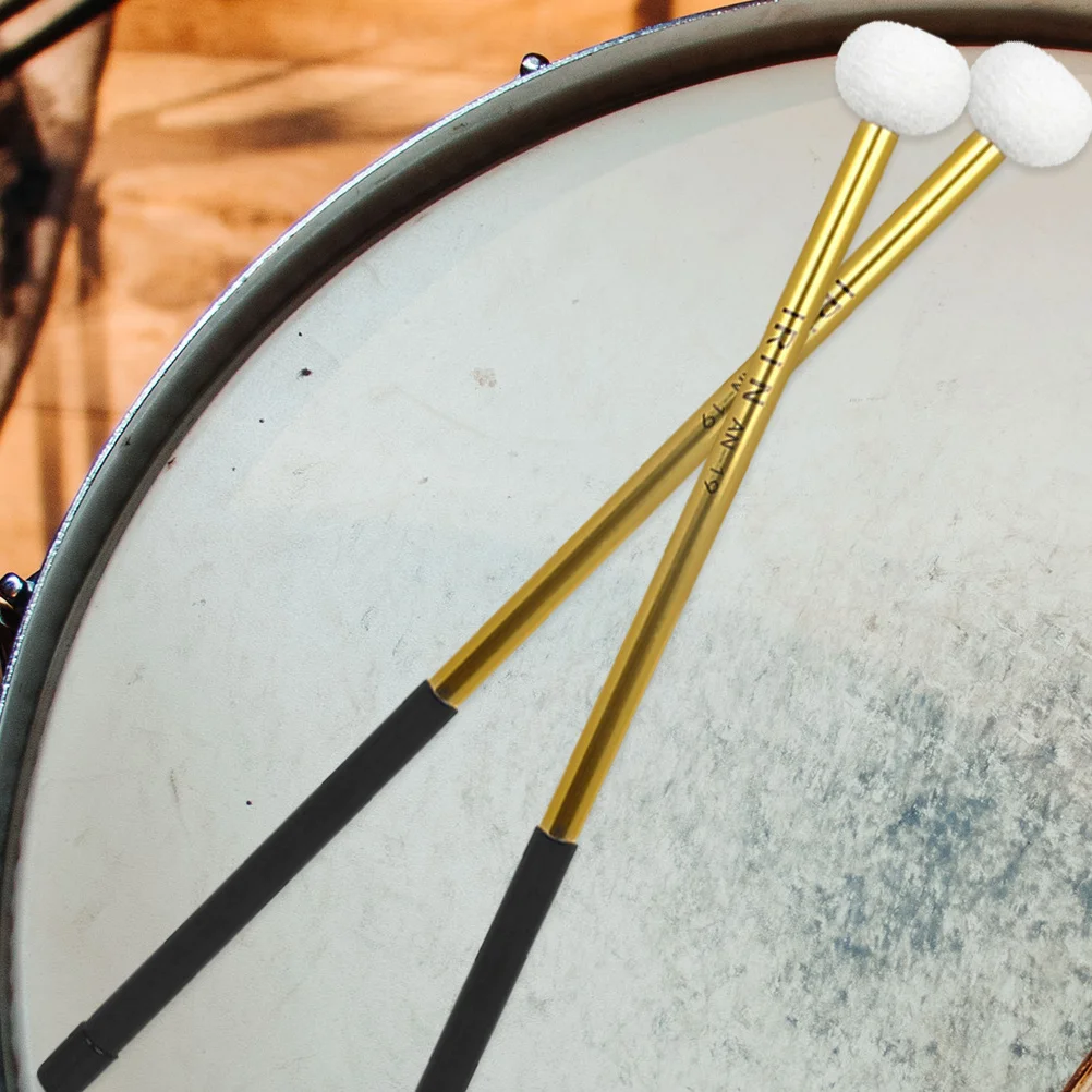 

2pcs Aluminum Alloy Timpani Mallets Felt Head Drum Stick For Bass Drum Percussion Instrument Stick Replacement Drumsticks