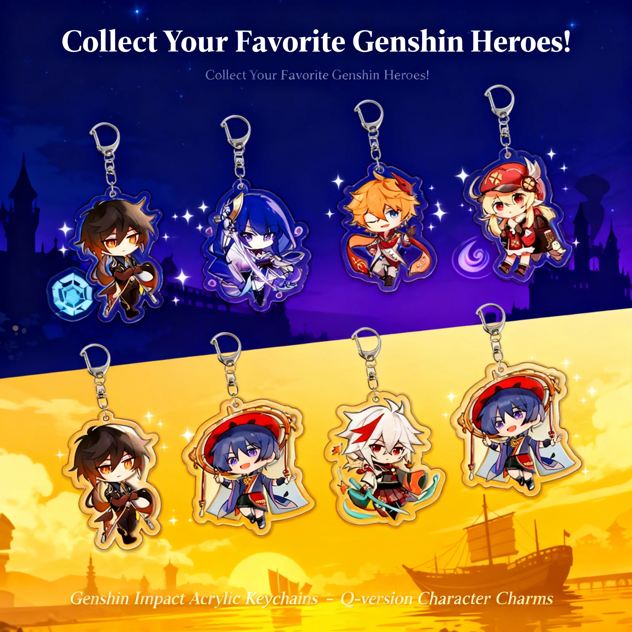 

Genshin Impact Traveler Wanderer Klee Scaramouche Acrylic Keychain Pendant Game Merchandise Cross Border Ready Stock Anime