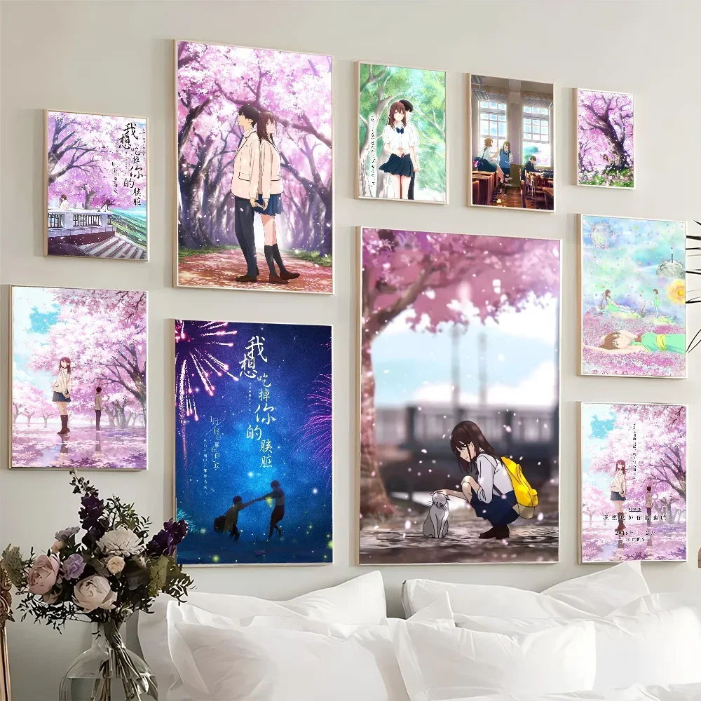 1PC I Want To Eat Your Pancreas Poster Movie Sticky Posters Retro Kraft Paper Sticker Room Bar Cafe Aesthetic Art Wall Painting