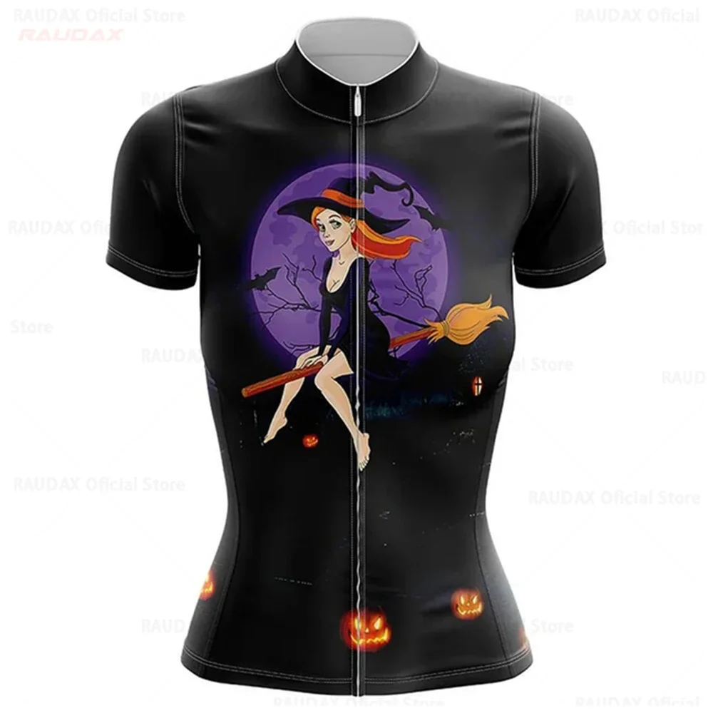 Halloween Witch Women Shirt Bicycle Wear Mountain Road Clothes Cycle Racing MTB Clothing Cycling set Summer cycling clothes