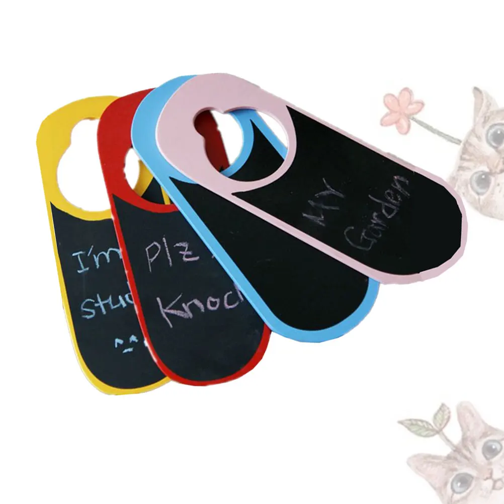 

4Pcs Wooden Mini Chalkboards Hanging Blackboard Double Sided Message Board Memo Board Door Decor for Cafe Bar Shop Classroom