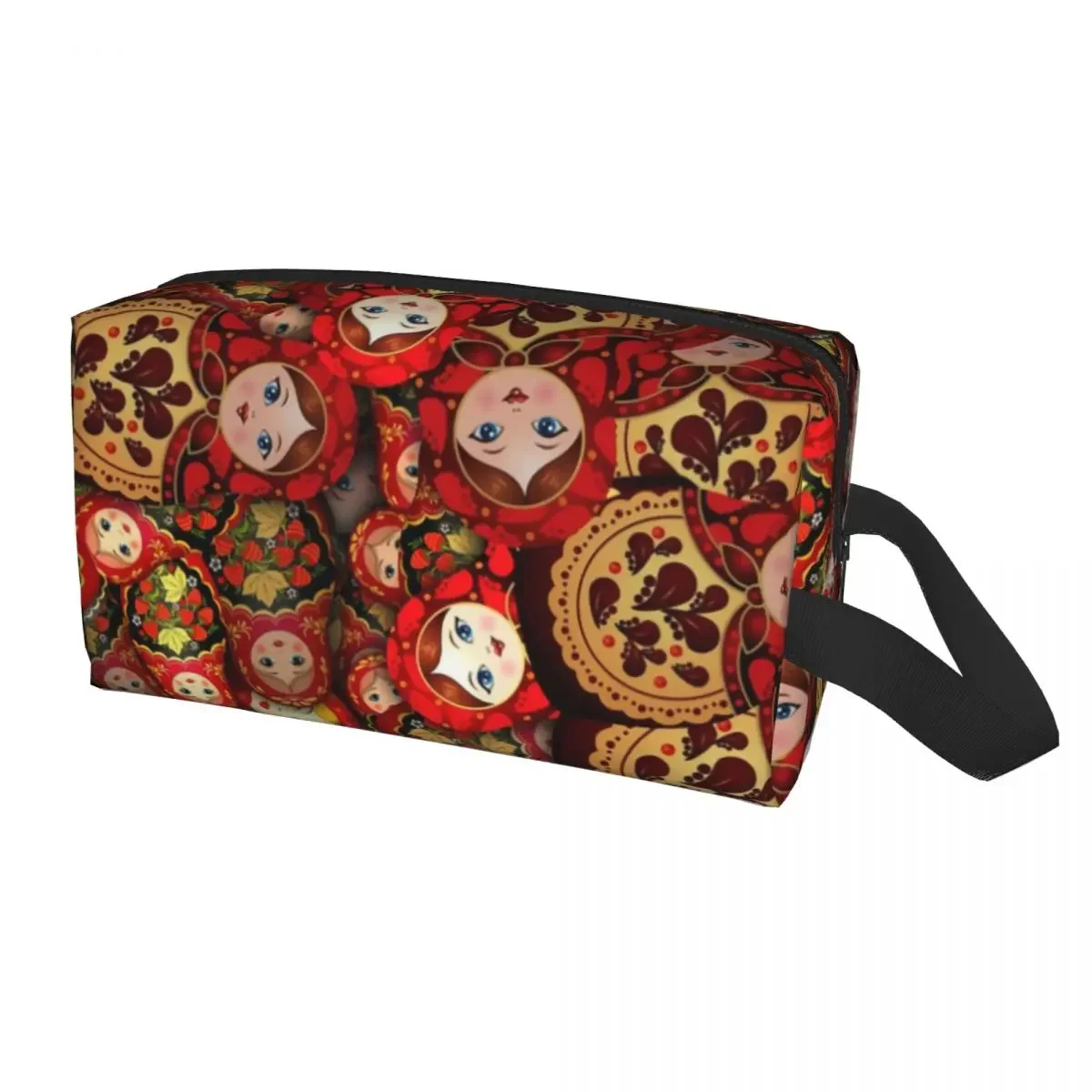 Neceser personalizado de muñeca Matryoshka rusa para arte popular ruso, patrón Babushka, maquillaje cosmético, caja de Kit Dopp de belleza para mujer
