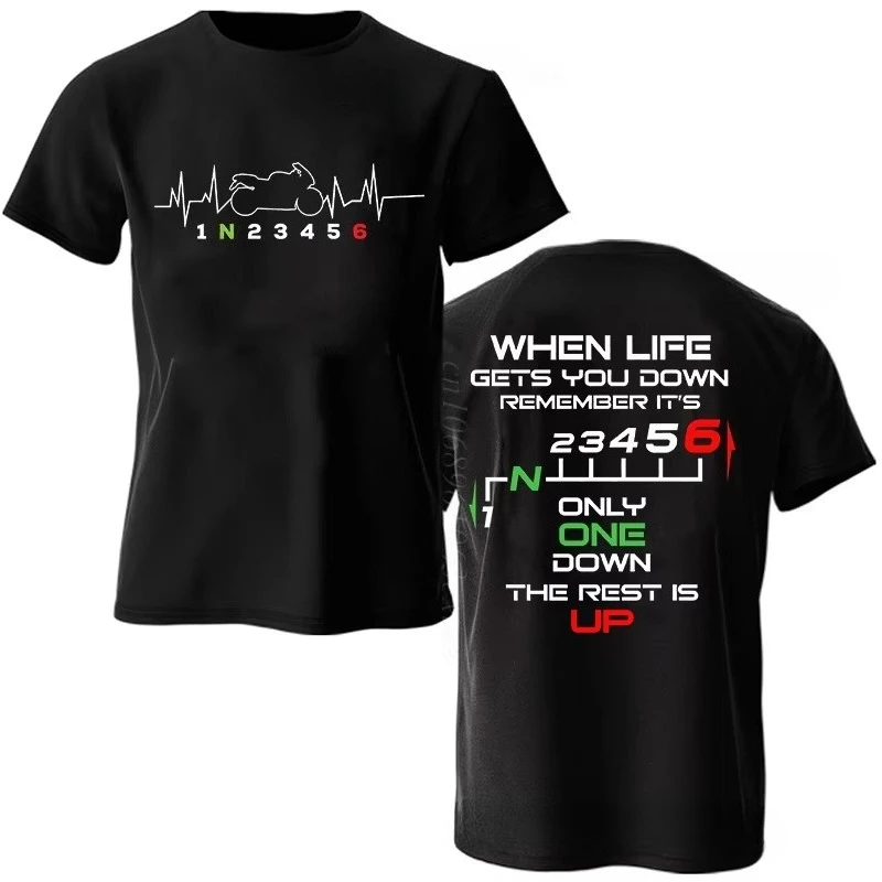 

Summer Fashion Men's T Shirt Clothing 1n23456 Motorcycle Gear Biker Heartbeat Graphic T Shirt Casual Oversized Men Tee T-shirts