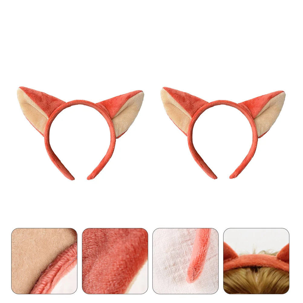 

2 Pcs Fox Ears Headband Foxes Hair Clip Cosplay Animal Headwear Fluffy Headdress Headpiece Headbands for Kids Girls