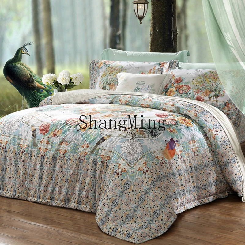 

ZYY pure cotton four-piece set of satin pima cotton high-end flat screen digital printing bedding