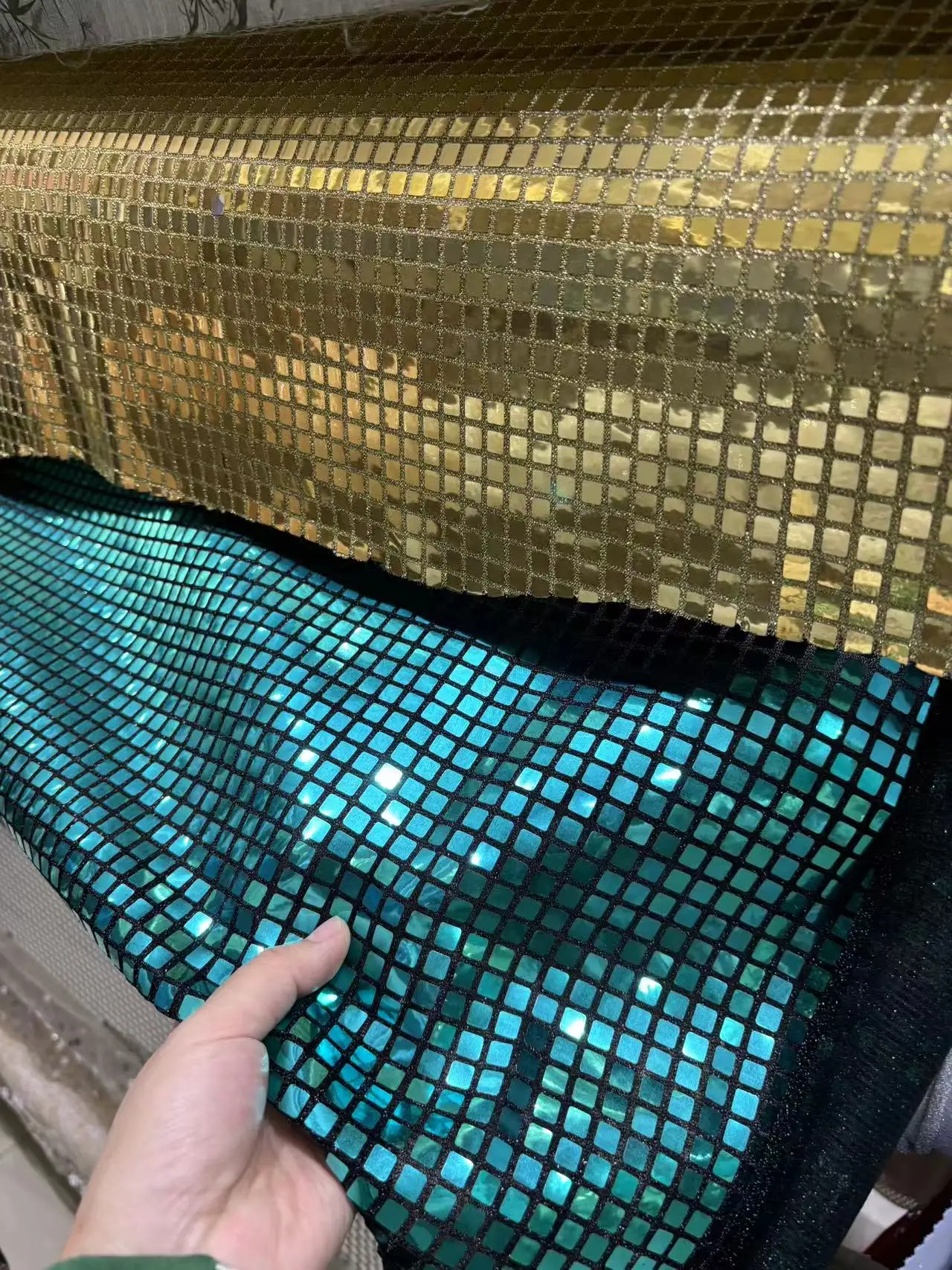 New Square Sequin Fabric for Formal Prom Evening Dress Backdrops Decoration DIY Sewing Material