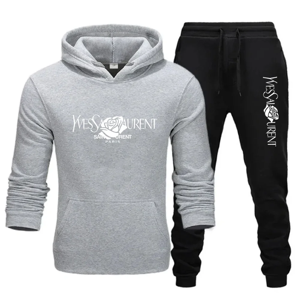 

2025 Men's Casual Sports Suit with Hoodie and Sweatpants for Autumn and Winter Outdoor Sports Fashion Men's Clothing Tops