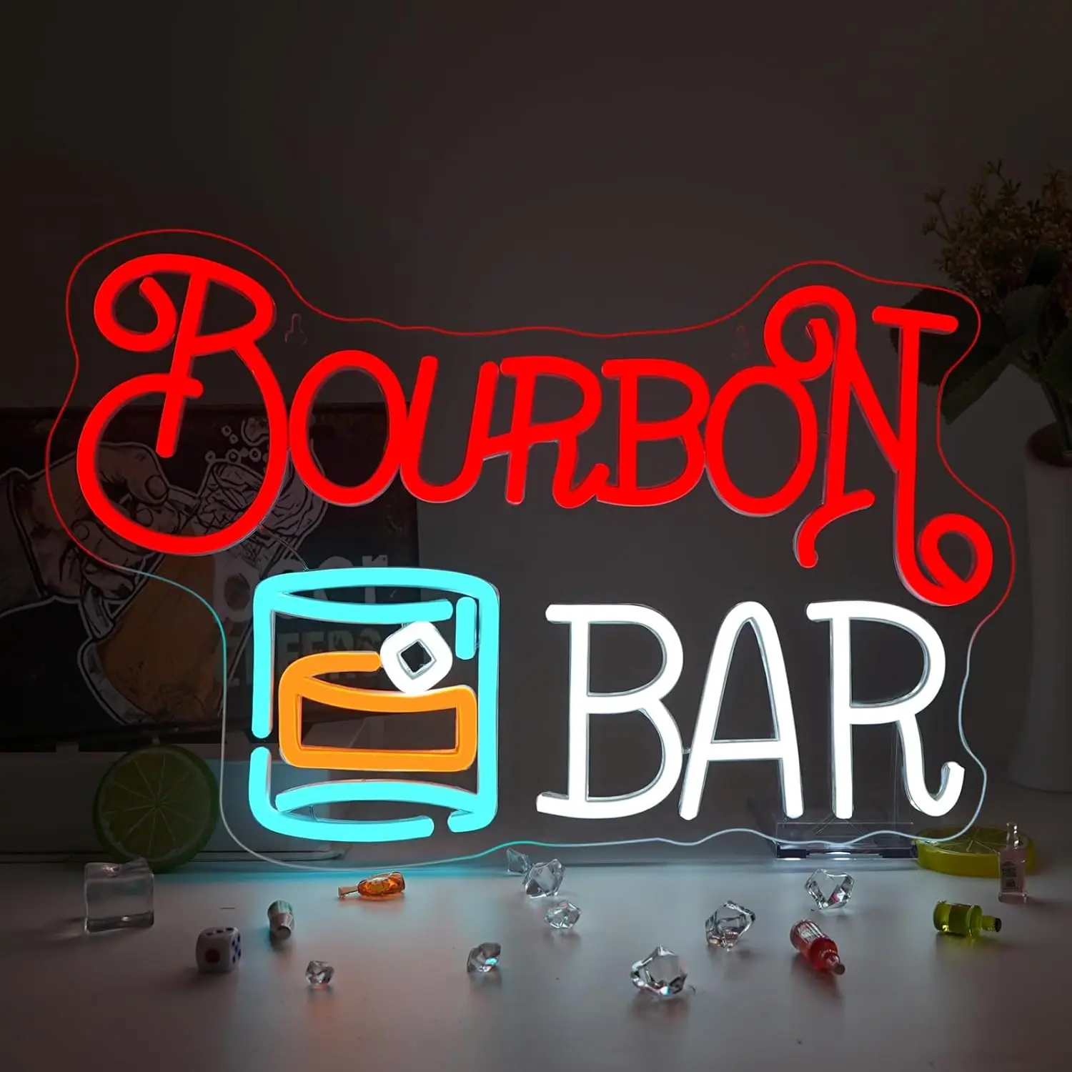 

Bourbon Bar LED Neon Sign Dimmable USB Powered Wall Decor for Home Bar Pub Bistro Whiskey Room Party Art Decor Ideal Gift