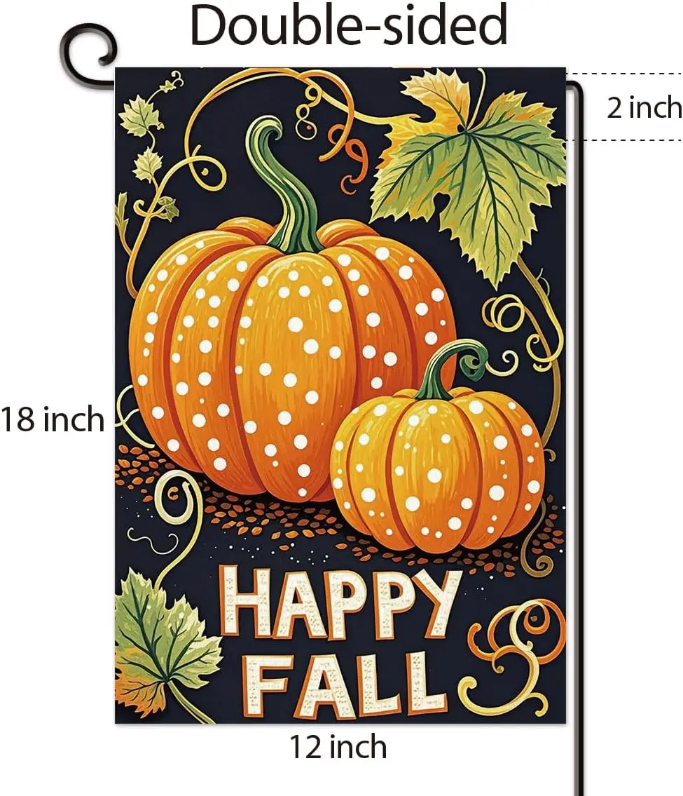 Happy Fall Pumpkin Garden Flag Double Sided Seasonal Thanksgiving House Flag Autumn Holiday Outside Decoration for Yard Pati yyi