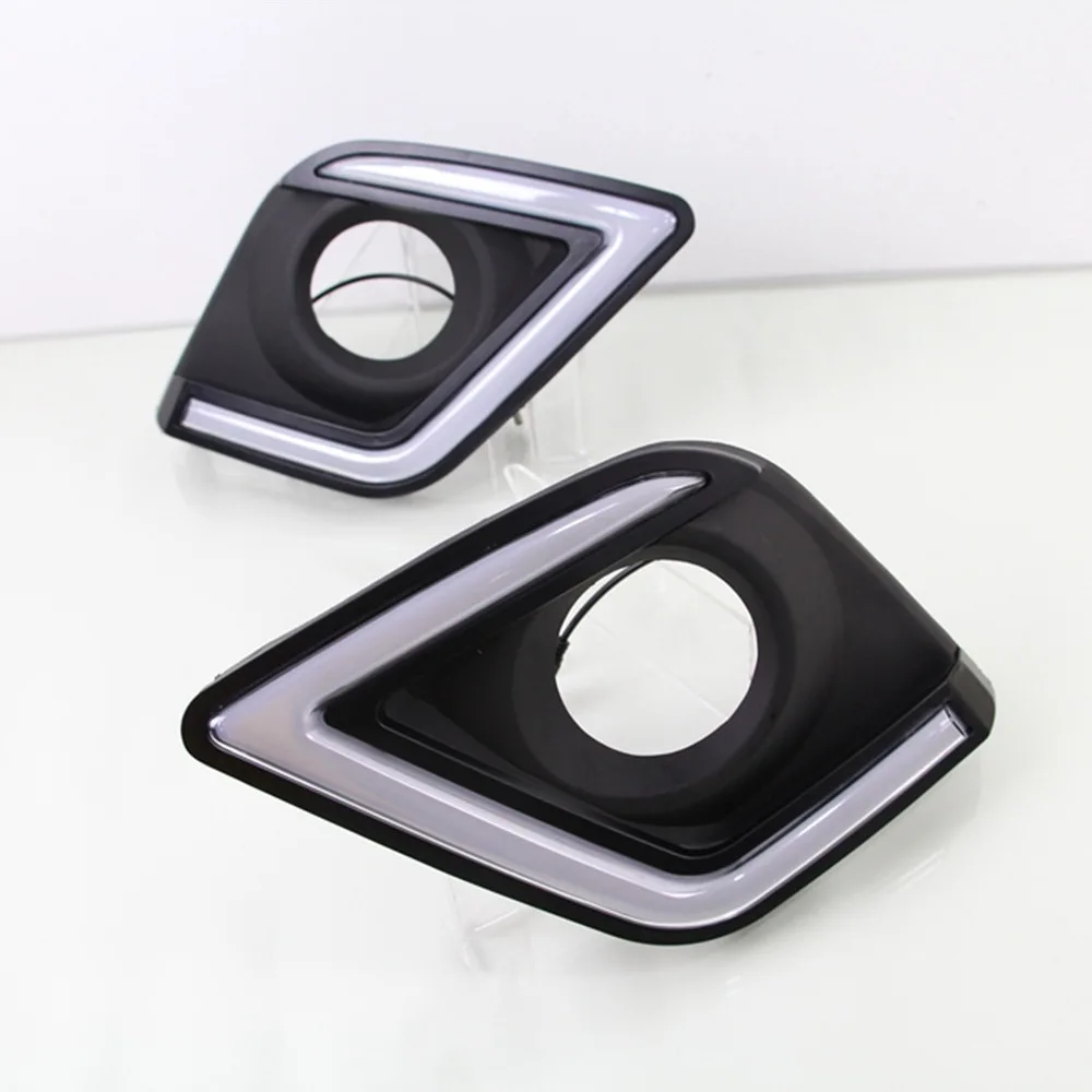 

July King Car Daytime Running Lights for Toyota Hilux Revo Vigo 2015 2016 2017, 6000K LED Front Bumper DRL + Yellow Turn Signals