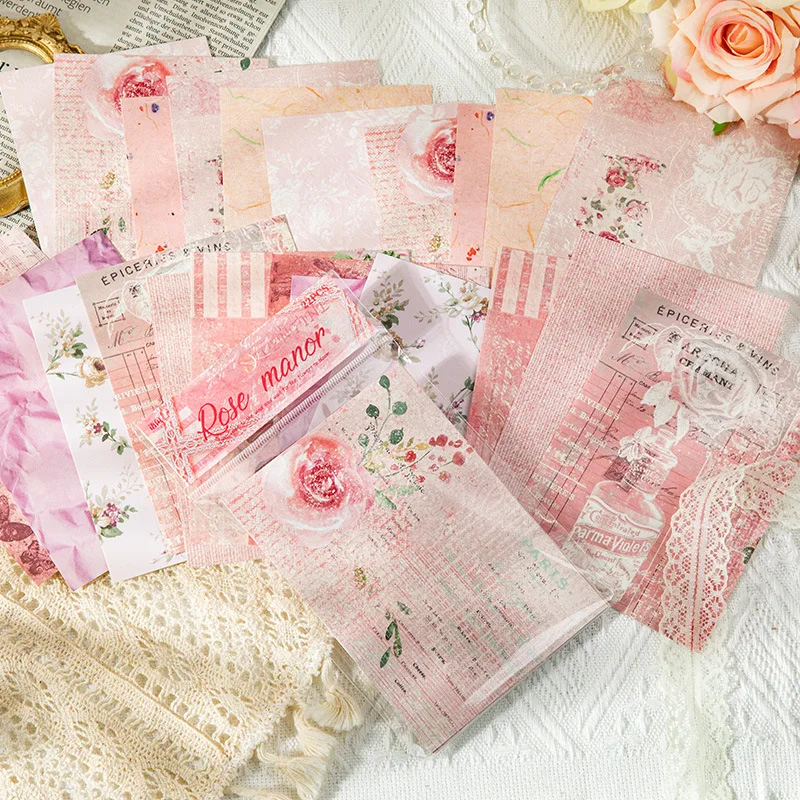 22pcs/lot Memo Pads Material Paper The flowering period is like a dream Junk Journal Scrapbooking  Retro Background Decoration