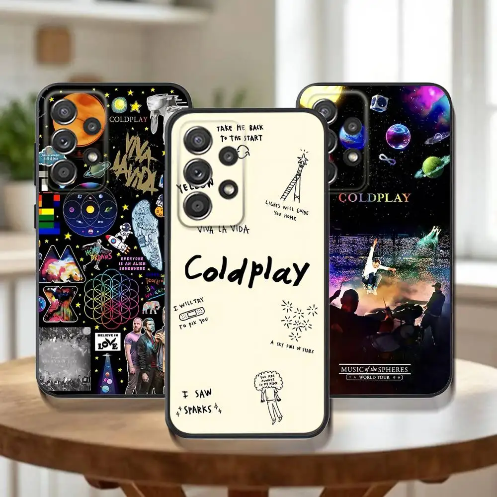 Band C-Coldplay Phone Case For Samsung Galaxy A20,A21s,A22,A31,A32,A52,A53,A72,73,A80,Note,J,S Soft Black Cover