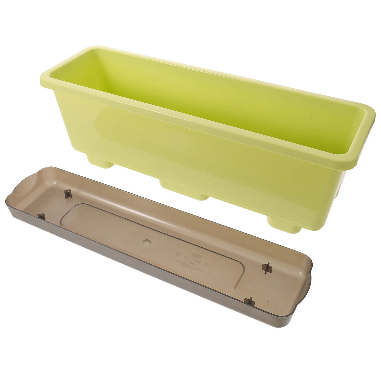 White Self Watering Planter Narrow Rectangular Window Sill Plastic Pot with Water Level Indicator Desktop Vegetable Seedling Box
