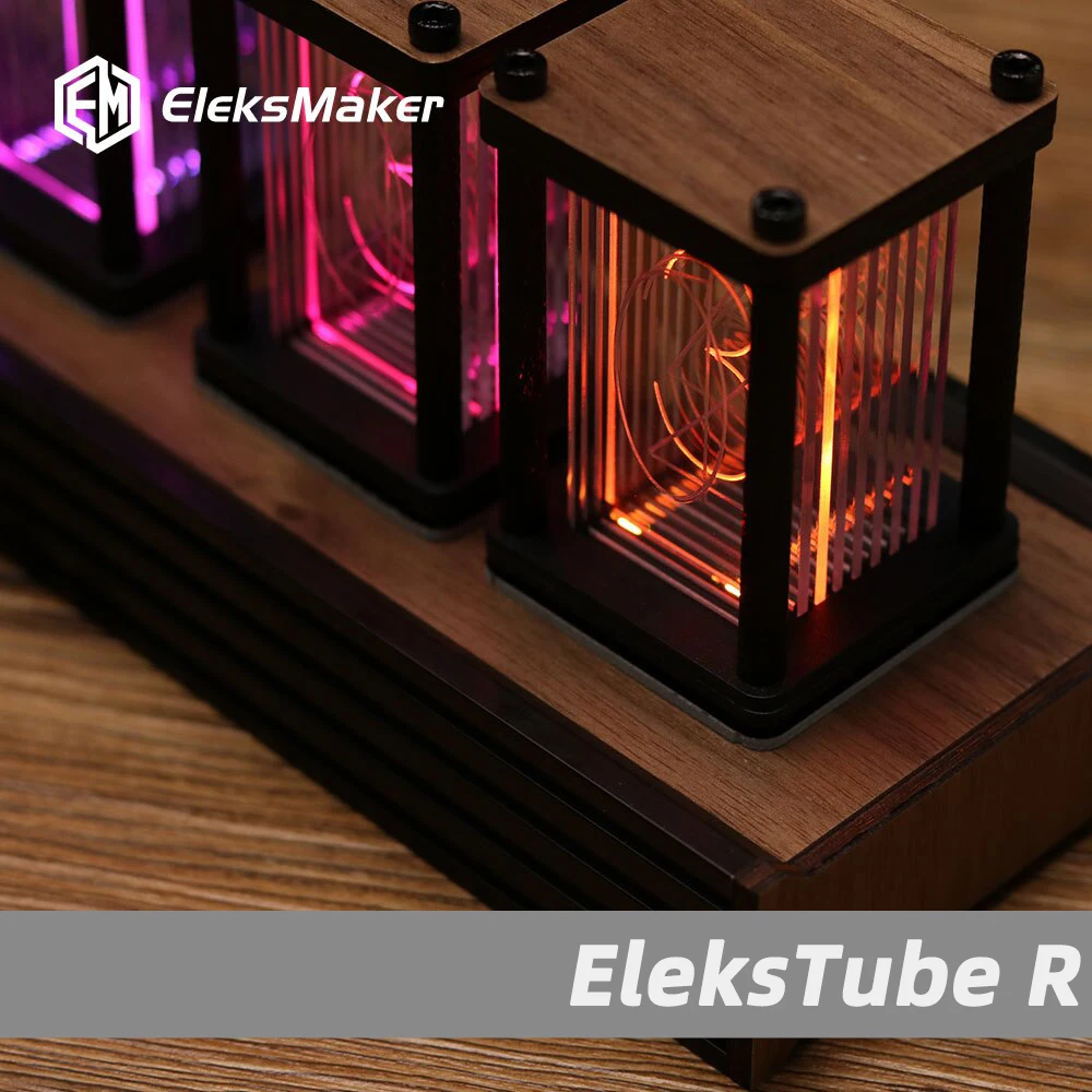 EleksMaker Digital Nixie Clock Decoration Home Desk Led RGB Light Retro Electronic Decor Table Desktop Wooden DIY EleksTube R