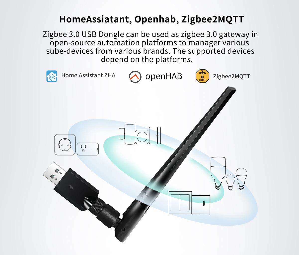 

Ethernet-ключ Zigbee 3.0 Dongle-E USB-ключ Универсальная антенна шлюза ZigBee через ZHA или Zigbee2MQTT-совместимый домашний помощник
