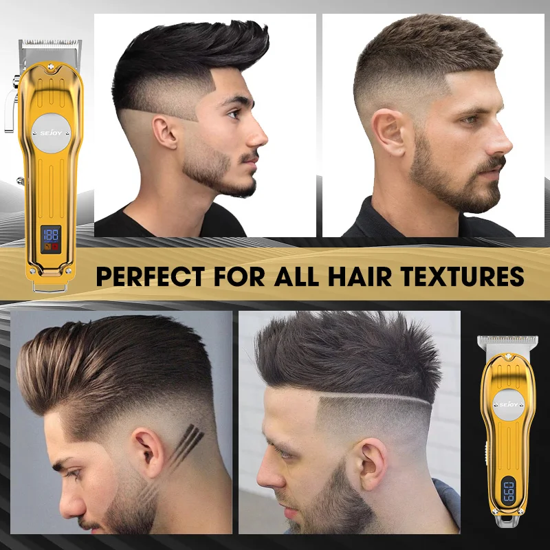 ماكينة قص الشعر الكهربائية من SEJOY للرجال، ماكينة حلاقة لاسلكية احترافية قابلة لإعادة الشحن، ماكينة تشذيب اللحية، مجموعة أدوات تشذيب العرض LED #5