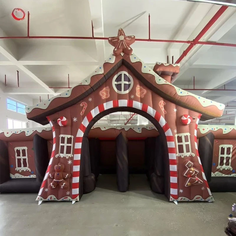 2025 New Design Christmas Gingerbread Inflatable Maze Winter Snow Theme Outdoor Fun Maze For Sale