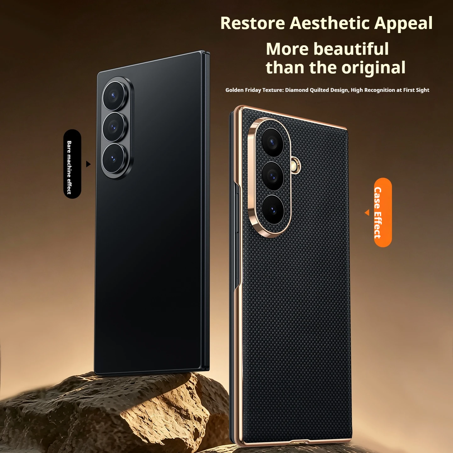 High End Genuine Leather Folding Magnetic Phone Case, For Samsung Galaxy Z Fold 8 Ultra Z Fold 8 7 6 5 Protective Case view 4