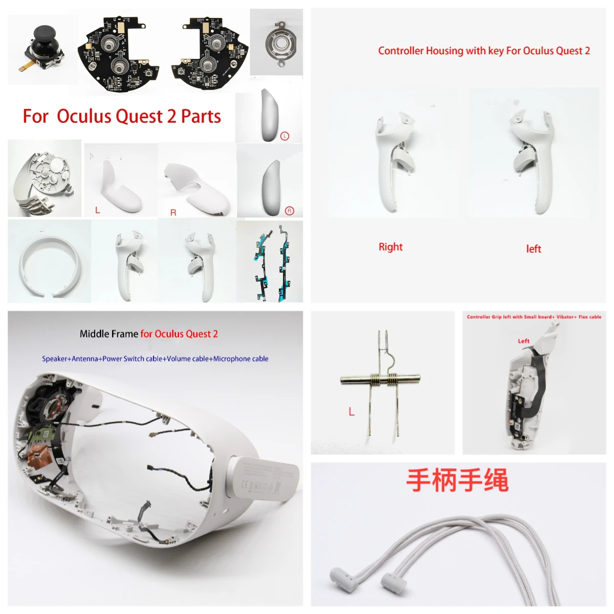 Controller housing Small Board Joystick Vibrator Antenna locating ring Flex cable Repair parts For VR Meta Oculus Quest 2