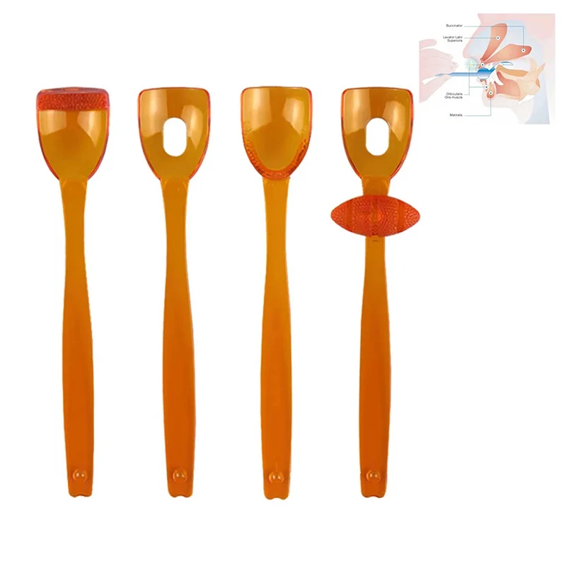 4Pcs/Set Speech Therapy Spoon Tongue Muscle Massage Trainer Autism Rehabilitation Pronunciation Improve Talking Training Tools