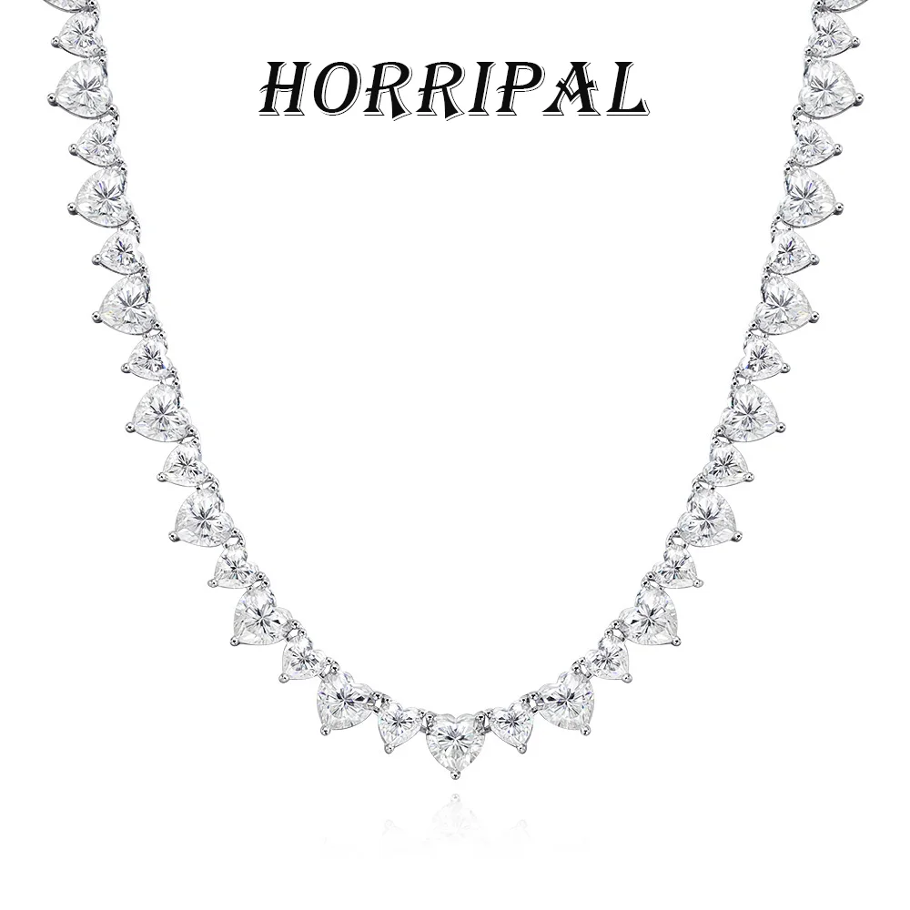HORRIPAL D VVS1 5/6.5mm Moissanite Necklace for Women with GRA Certified 925 Sterling Sliver Sparkling Wedding Luxury Jewelry