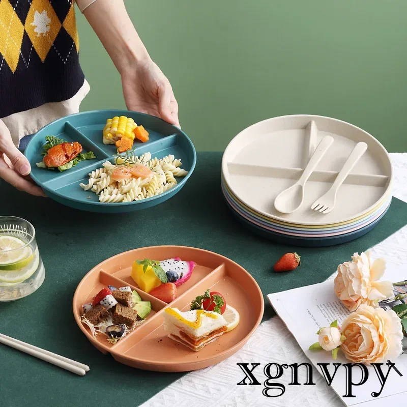 xgnvpy Dinner Plates Set Dinnerware Dining Compartment Plate Serving Dishes Salad Kitchen Eco-friendly Tableware