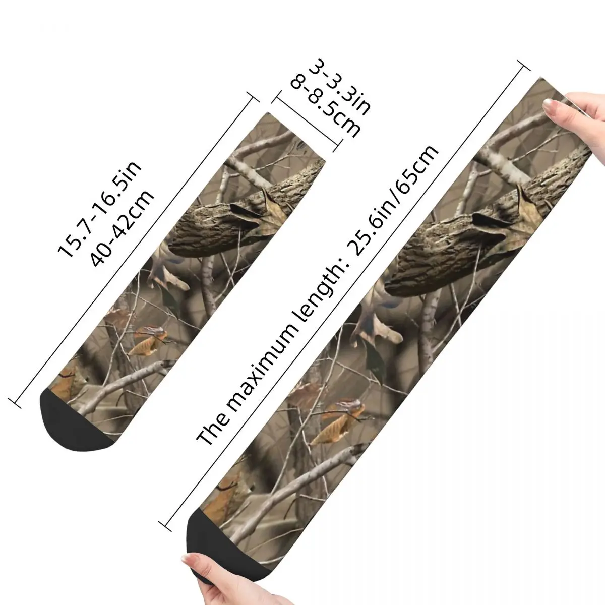 Funny Crazy Sock for Men Real Tree Hip Hop Vintage Camo Camouflage Army Seamless Pattern Printed Boys Crew Sock Novelty Gift