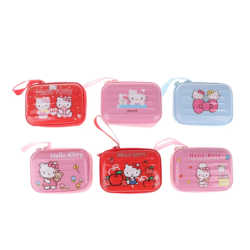 Kawaii Sanrio Hello Kitty Data Cable Charger Storage Bag Girl Cartoon Portable Travel Mini Zipper Makeup Bag regali di festa