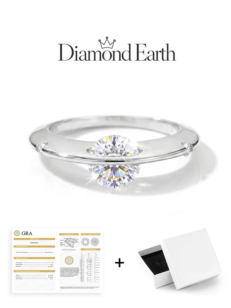 925 Sterling Silver Real 1CT Moissanite Diamond Planet Orbiting Engagement Ring for Women Personalization Gift Fine Jewelry