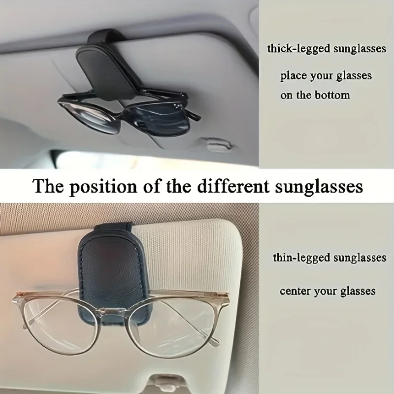 1Pcs sunglasses holder is suitable for car sunshades - magnetic leather sunglasses clip and ticket clip - car sunshade accessori image 3