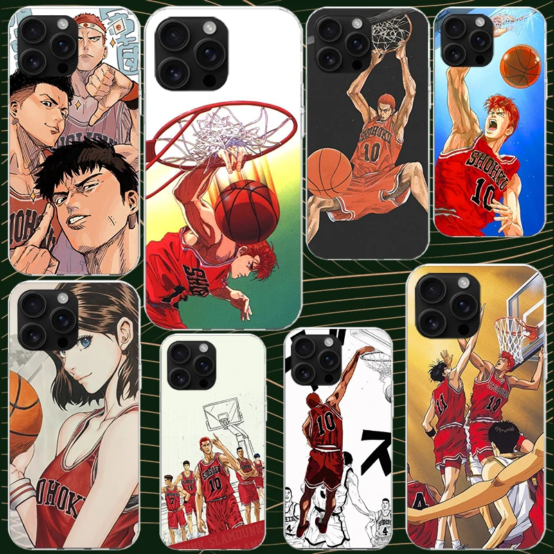 Anime S-SLAM dunk caso para iphone 13 12 mini 11 pro max capa de telefone macio x xs xr 7 se 8 plus 6 6S 5 5S silicone preto capa