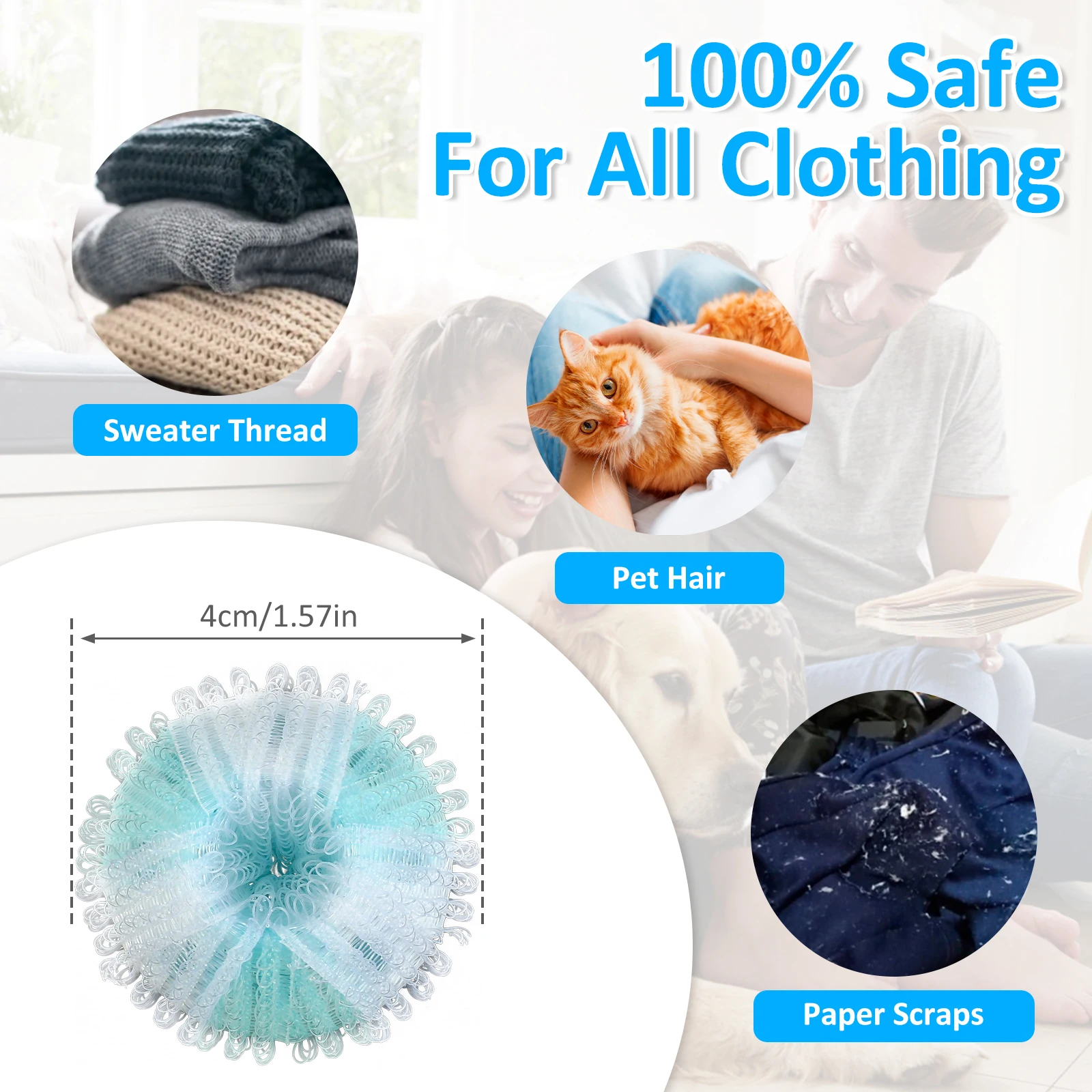 16Pcs Laundry Pet Hair Remover Reusable Washing Hair Catcher Floating Pet Hair Removal Balls Lint Remover Balls Easy to Use New