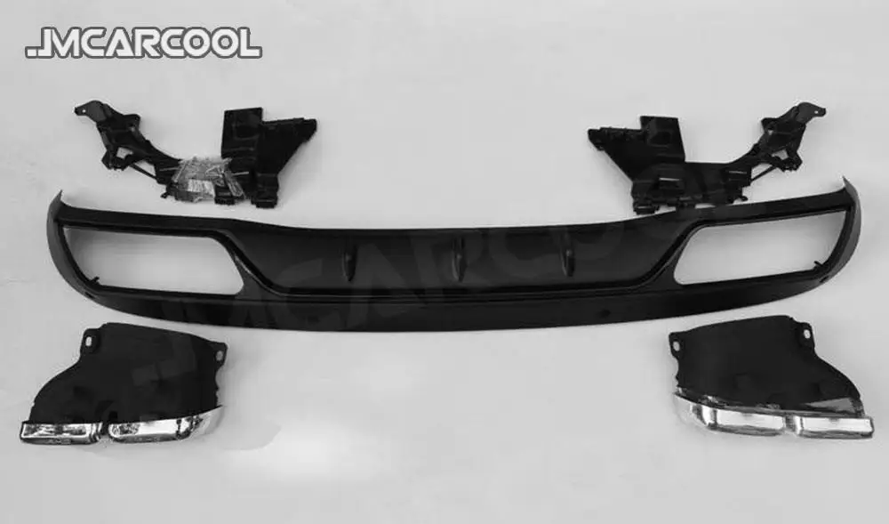 PP Rear Bumper Lip Diffuser with Exhaust Tip 4 Outlet for Benz C Class W205 4 Door Change to C63 AMG look standard Style