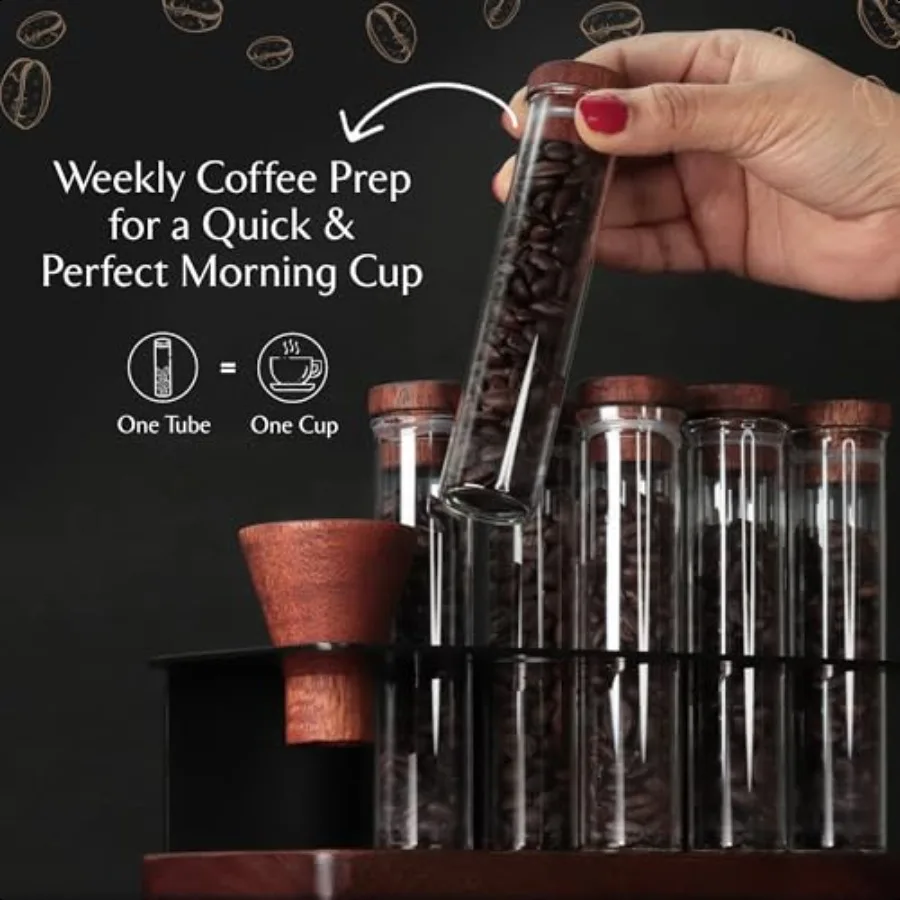 مجموعة تخزين حبوب القهوة ذات جرعة واحدة مكونة من 8 قبو فول مخيط أسبوعيًا مع قوارير زجاجية مقاسة مسبقًا، حاوية جرعات سهلة التجميع #4