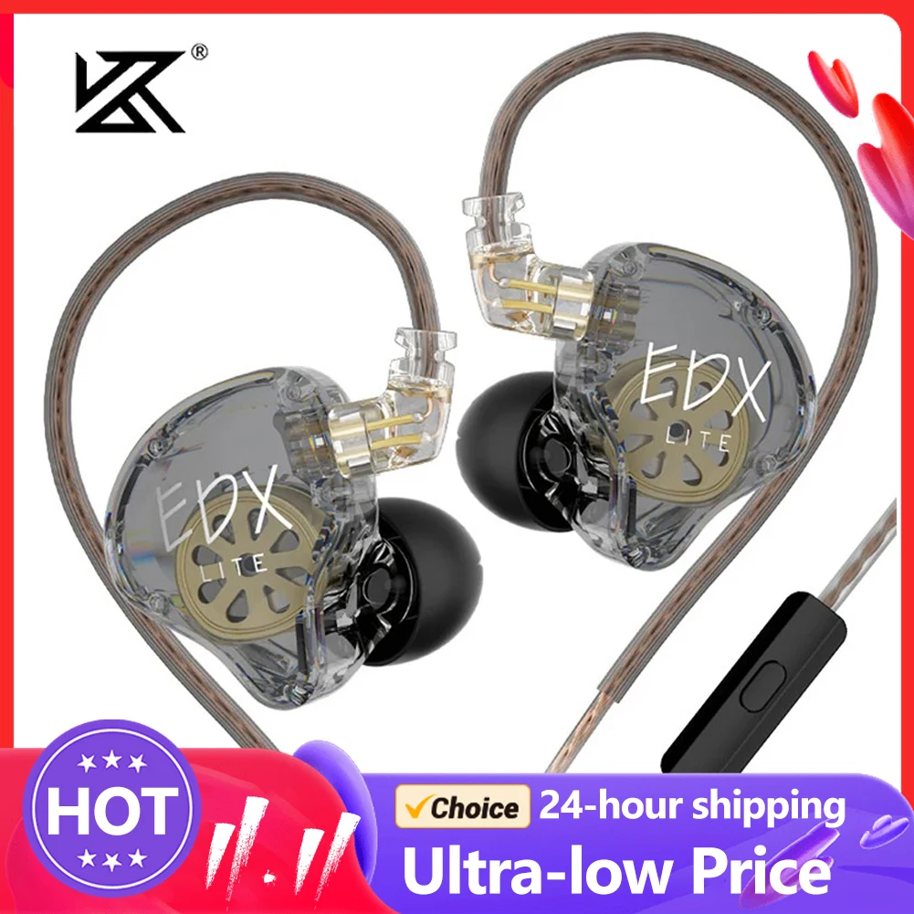 KZ EDX Lite Earphones Dynamic HIFI Bass Earbuds In Ear Monitor Headphones Detachable Cable Sport Noise Cancelling Headset