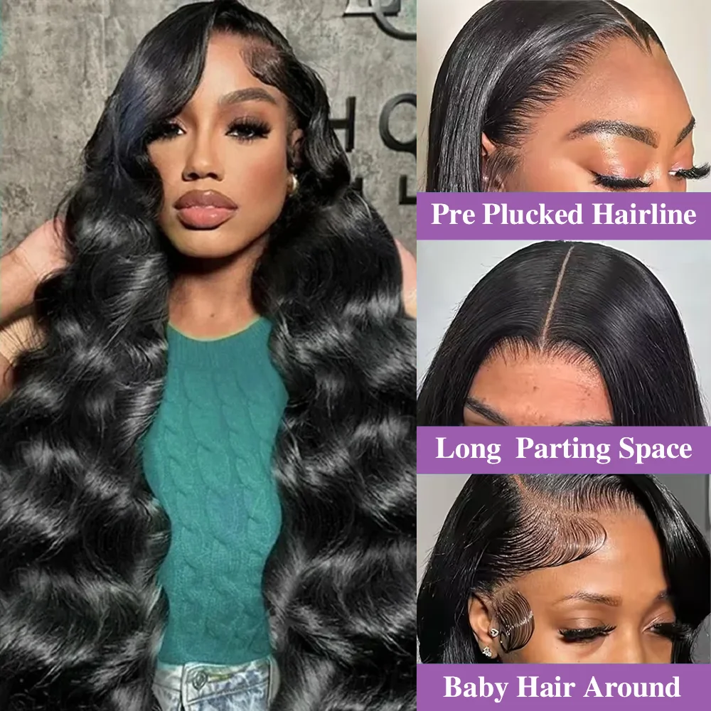 200 Density Body Wave HD Lace Front Wigs Human Hair 52 Inch 13x4 13x6 HD Transparent Lace Frontal Brazilian Wigs for Black Women image 2