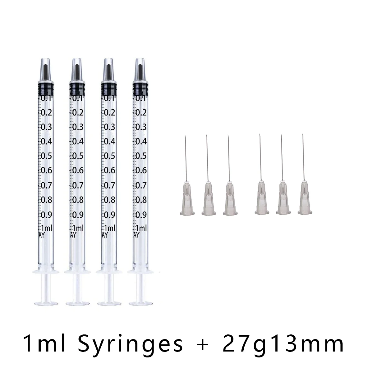 1ml Syringes+34G4MM+32G4MM+30G4MM Injection Needles Drawing Needles Injection Tool Sharp Pointed Needles Disposable Needle