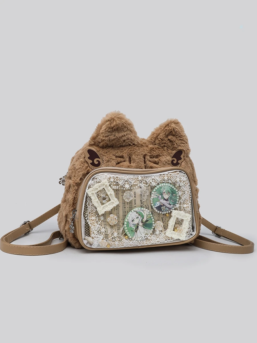 

Cute Ear Plu oulder Bag Korean Sle 2025 Autumn Winter New Arrival Youth Casual Color Double oulder Bag