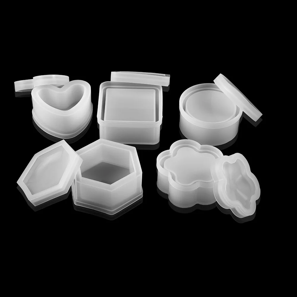 1Pcs Homemade Storage Box Hexagonal Square Plum Blossom with Lid Box Inverted UV Glue Crystal Model Practical DIY Drip Glue Mold