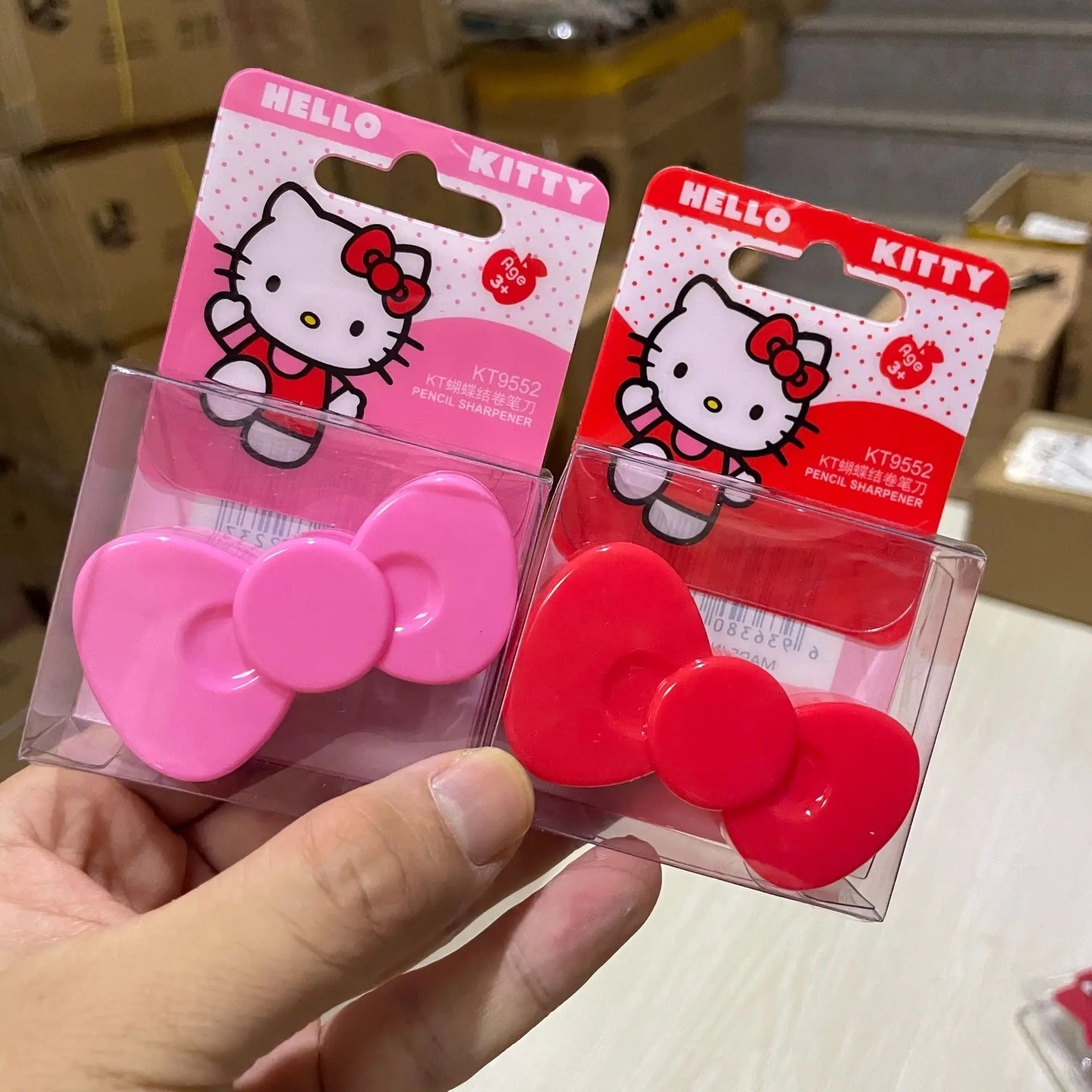 Kawaii Hello Kitty Double Hole Pencil Sharpener Sanrio Anime Bow Tie Kitty Shape Pencil Sharpening Tool Students School Supplies