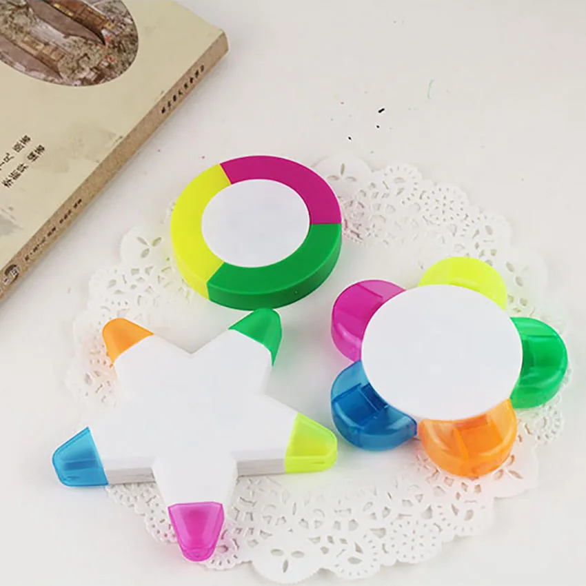 Colorful Pentagram Highlighter Pens Writing Marker Fluorescent Pen School Office Supplies Students Rewards Can Customize LOGO