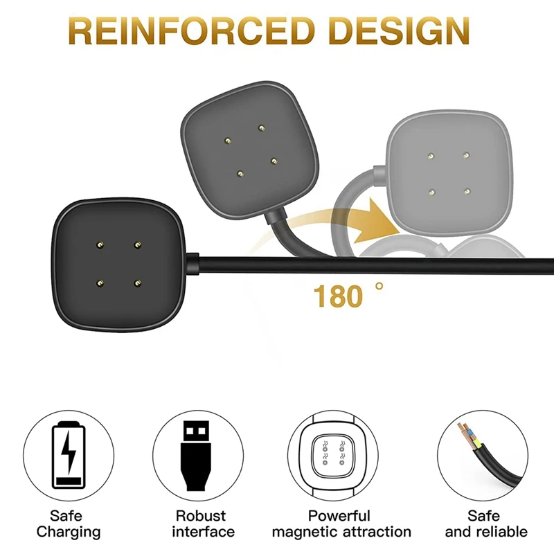 2er-Pack Ladekabel Ersatz USB-Ladestation Dock Stand kabel für Smart Watch Sense/versa 3 (3,3 ft/1,0 ft)