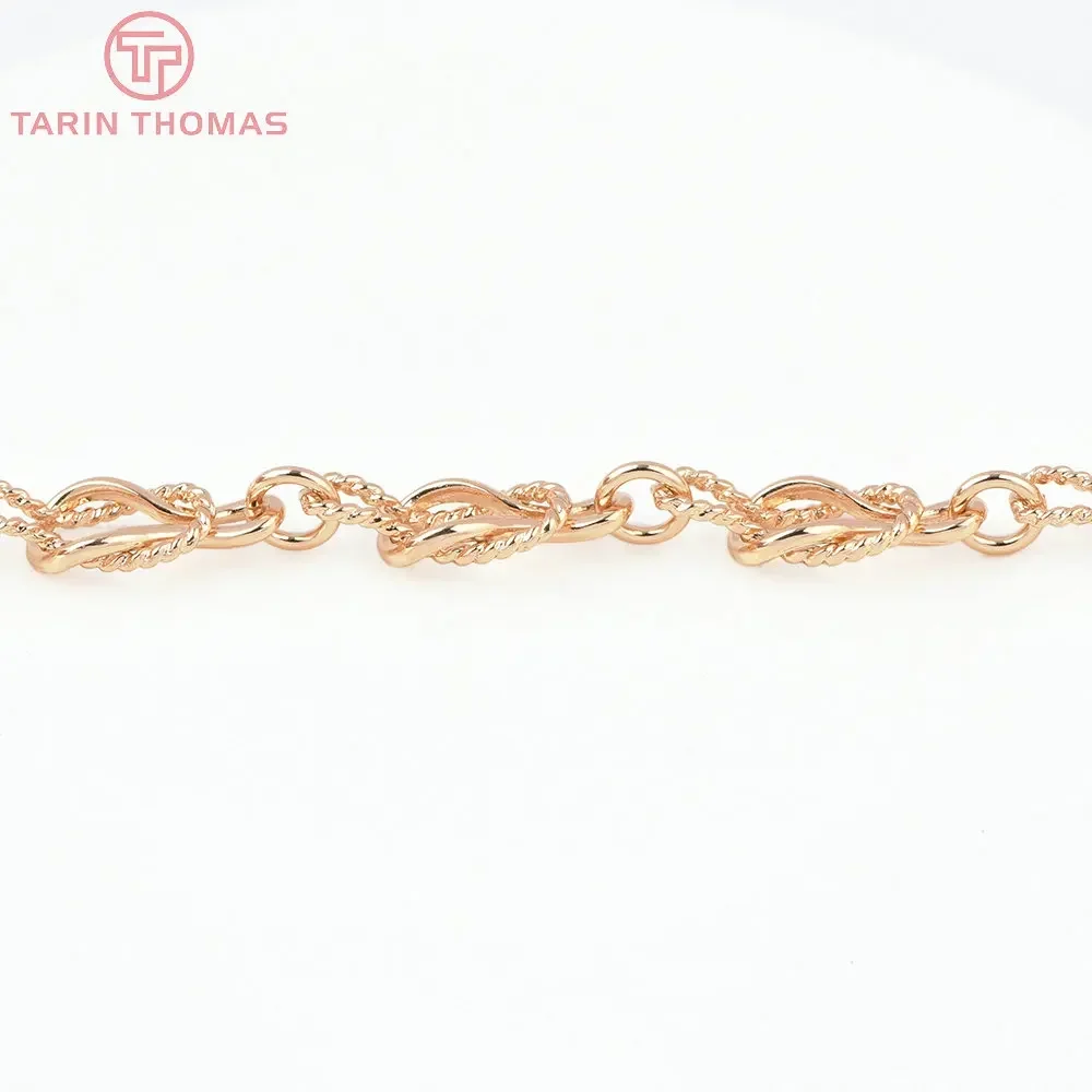 (8435) 50CM Chain Width 10MM 24K Gold Color Plated Brass Necklace Chains Bracelet Chains High Quality Jewelry Accessories