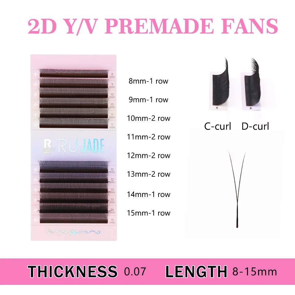 RUJADE 2D Y Shape Lashes Mesh Net Cross Premium 3D Clover Premade Fan Lash Extension Single Tip 3D Fairy Spike Eyelash Extension