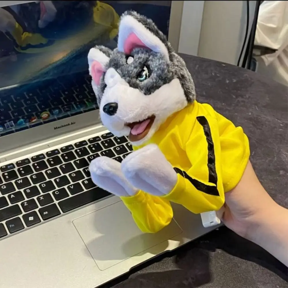 Funny with Sound Boxing Dog Doll Battle Plush Husky Vocal Hand Puppet Kids Gifts Interactive Toy