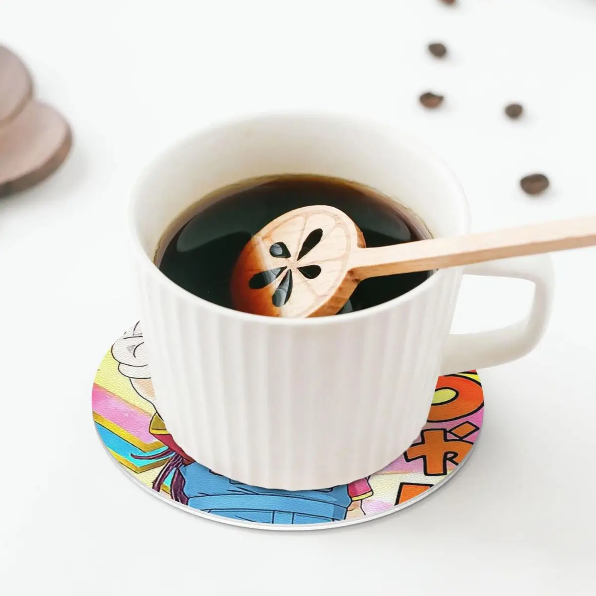 Arale Dr.Slump Anime Coasters Kitchen Placemats Non-slip Insulation Cup Coffee Mats For Decor Home Tableware Pads Set of 4