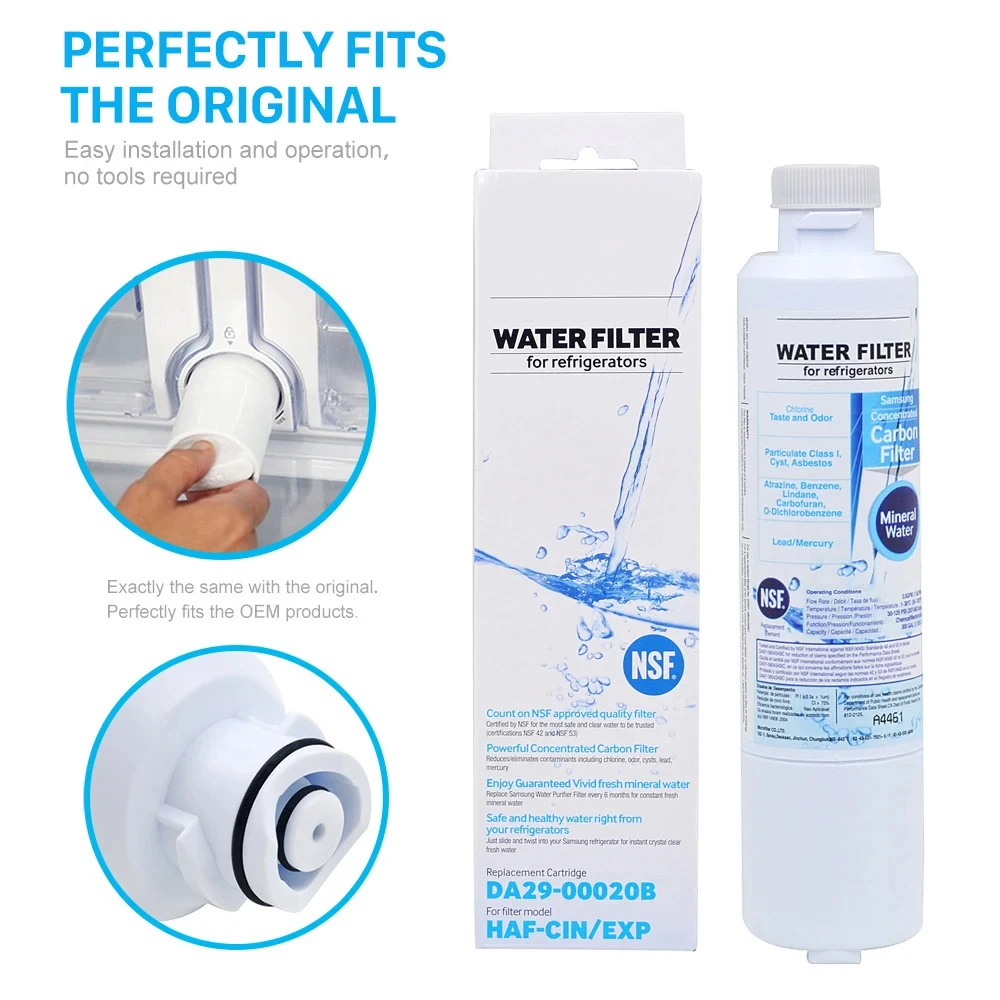 Refrigerator Water Filter Replacement for Samsung DA29-00020B RF28HFEDBSR RF261BEAESR RF263BEAESR RF263BEAESG RF28JBEDBSG WF294