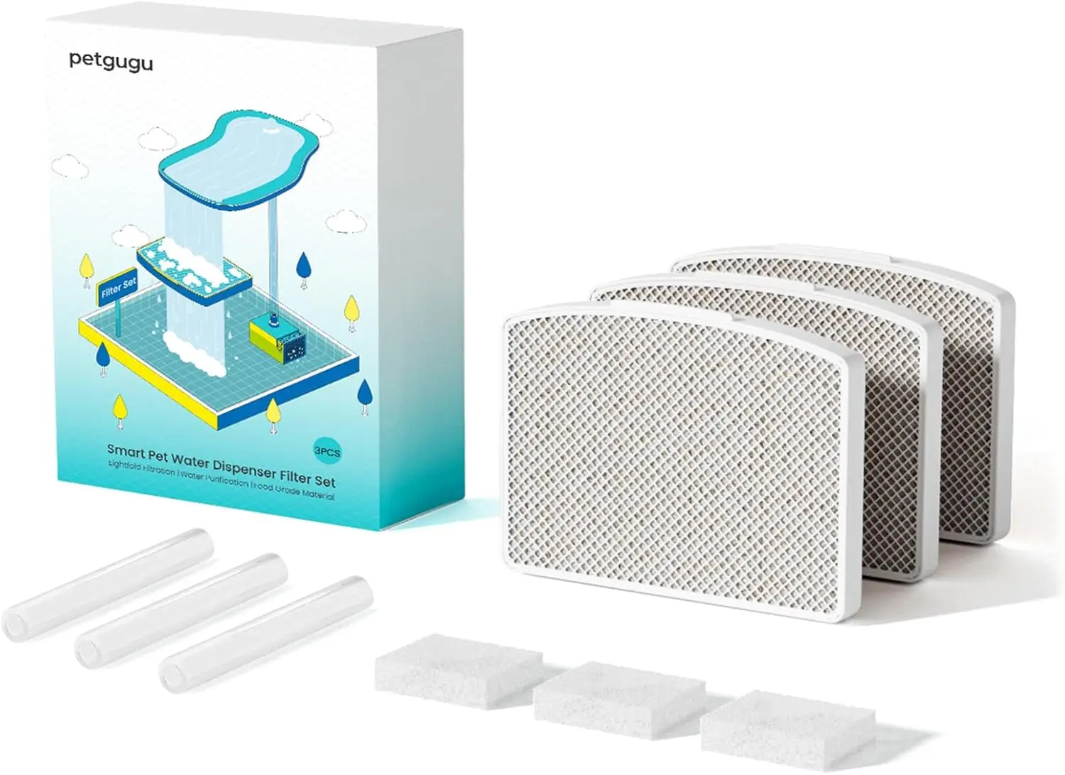 

3 Pack Replacement Filters for PF1/PF1L Cat Water Fountain, Pet Fountain Filter Set (3 Pcs)