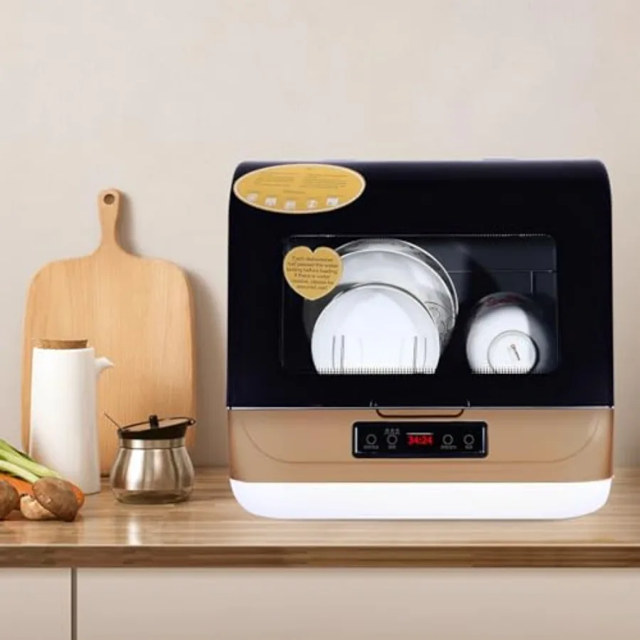 

Портативная настольная посудомоечная машина 800 Вт Mini для квартир и автофургонов, емкость 7,8 л/2 галлона, отделка из нержавеющей стали, 3 программы стирки